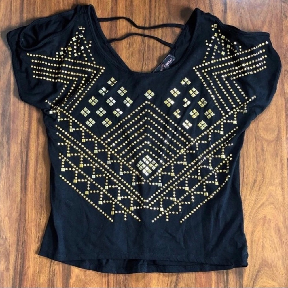 Studded Cold Shoulder Top